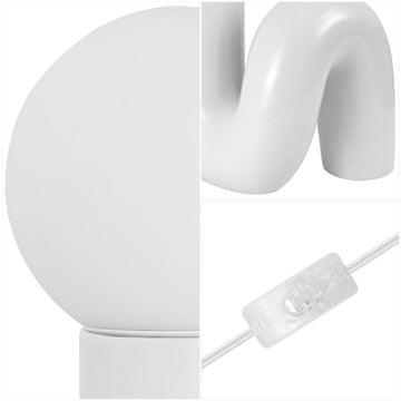 Katya 18" Scandinavian Minimalist Ceramic Spiral Tube LED Table Lamp - JONATHAN Y